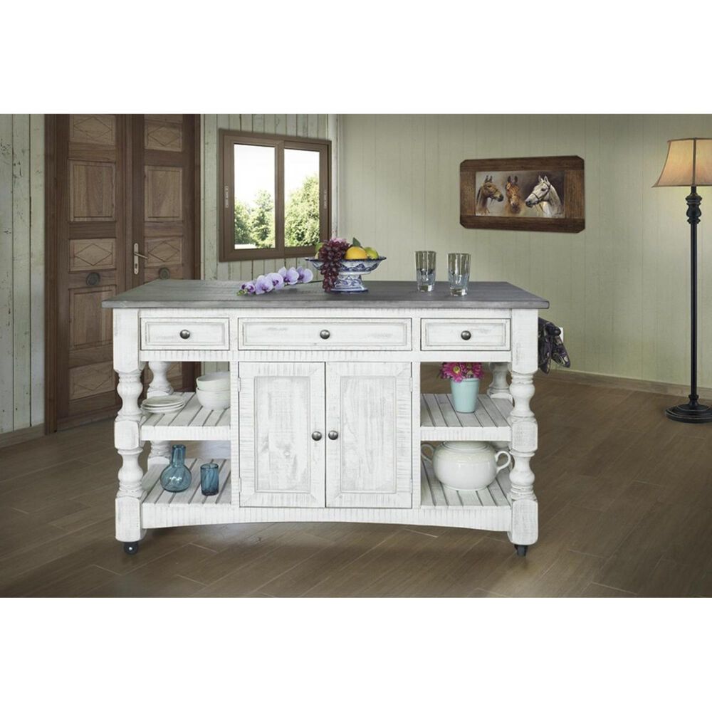 Fallridge Stone Kitchen Island In Off White Antiqued And Gray Nebraska Furniture Mart