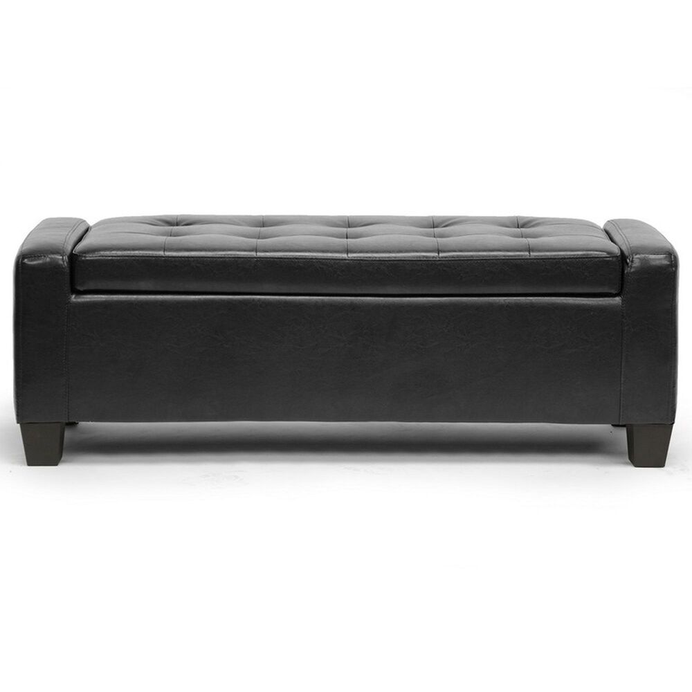 Baxton Studio Manchester Storage Ottoman in Black, , large