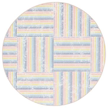 Safavieh Kids Playhouse Geometric 5" Round Ivory and Blue Rug, , large