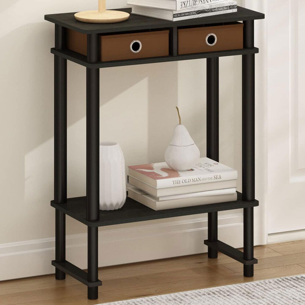 HOMLUX 2-Tier Tall-Wide Console Table in Espresso and Brown, , large