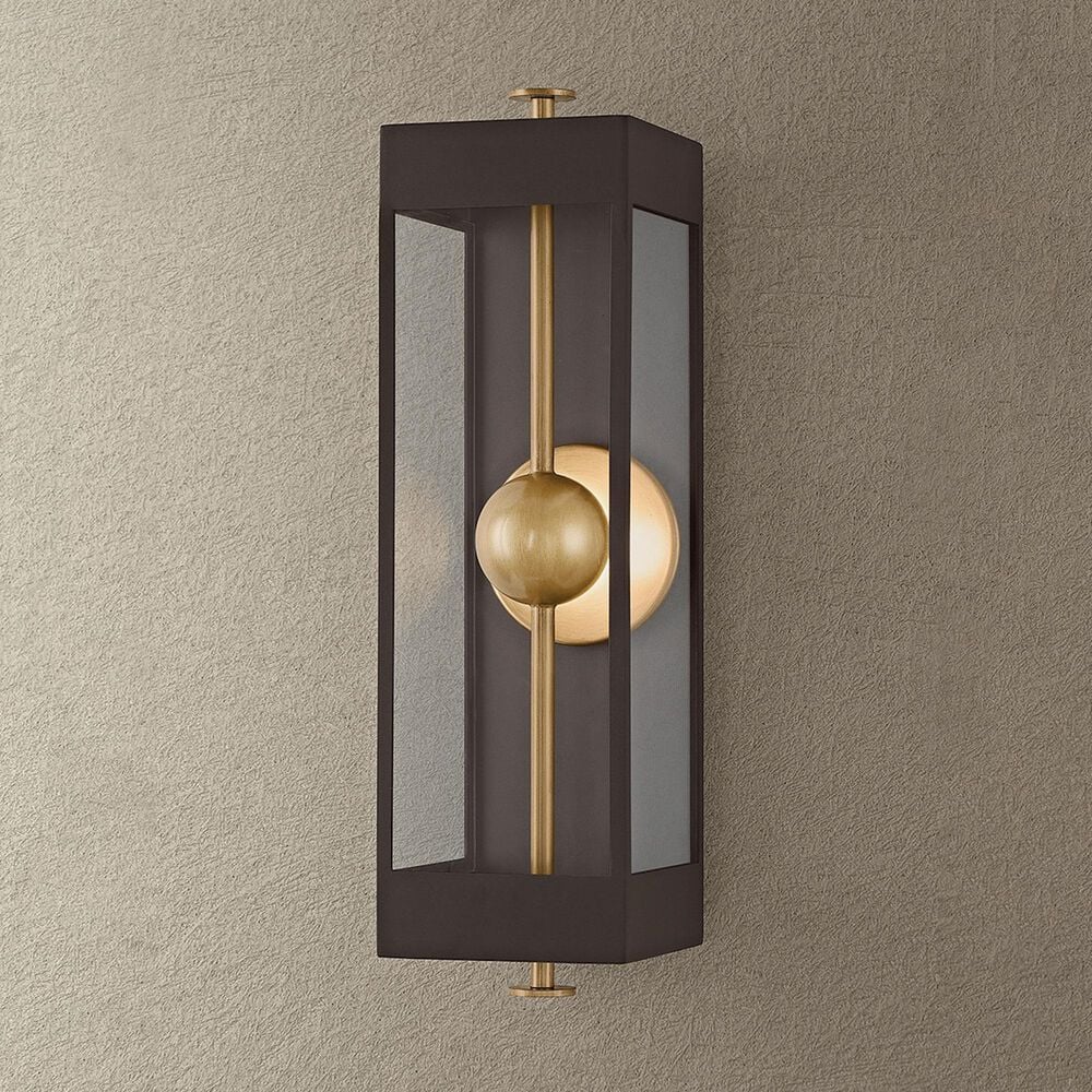 Troy Lighting Garvey 6" Exterior Wall Sconce in Textured Bronze and Patina Brass, , large