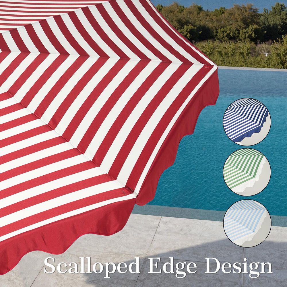 HOMLUX 10' Solar LED Patio Umbrella with Adjustable Tilt and in Red, , large