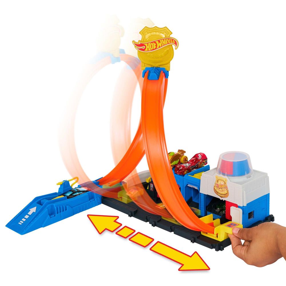 Hot Wheels City Super Police Station Playset with 1:64 Scale Police Toy Car in Multicolor, , large