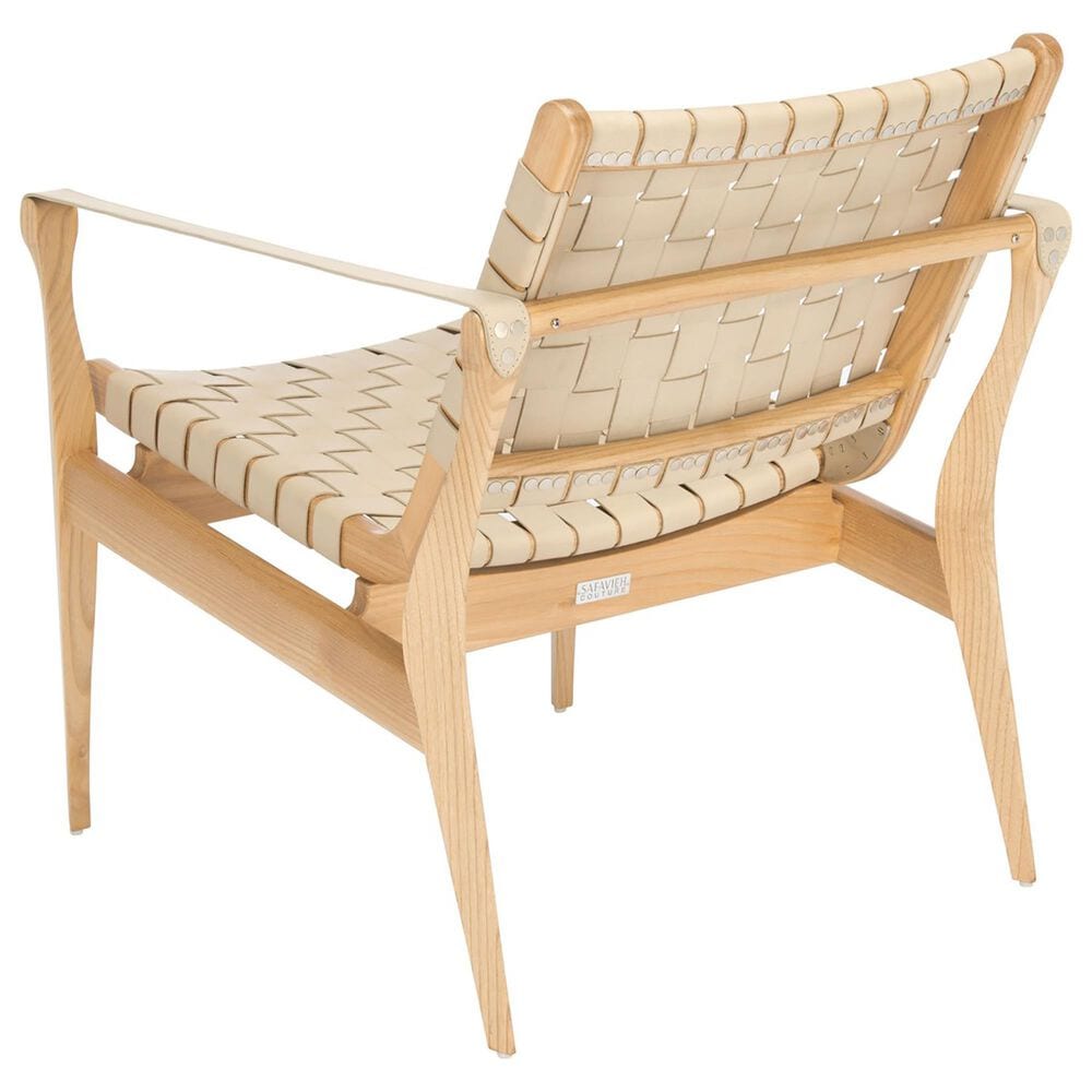 Safavieh Jessica Leather Safari Chair in White, , large