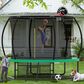 HOMLUX 10" Outdoor Trampoline with Basketball Hoop in Green, , large