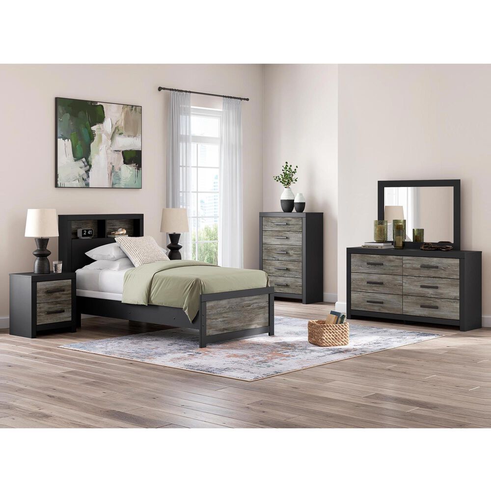 Ashley Broachmyn 5 Piece Twin Bookcase Bed Set in Black and Gray, , large
