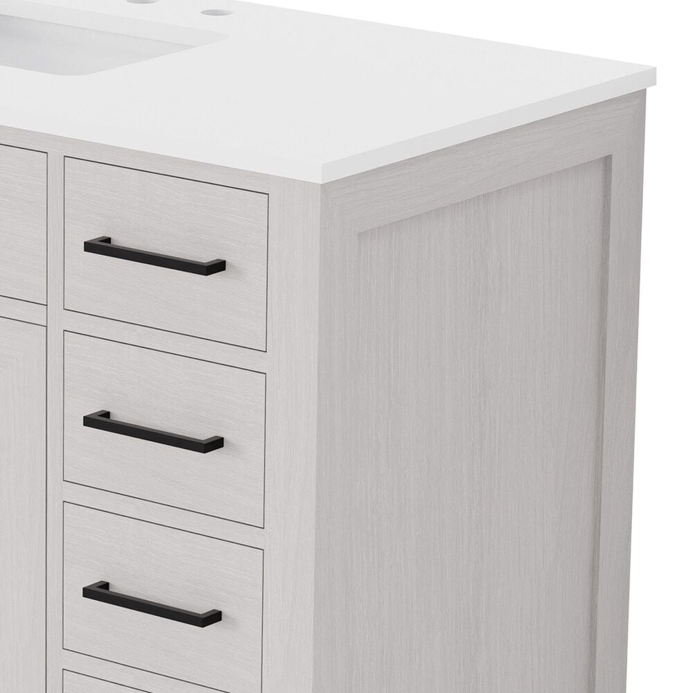 Lexora Home Abbey 48" Single Bathroom Vanity in White Oak with 2 cm White Quartz Top and Rectangular Sink, , large