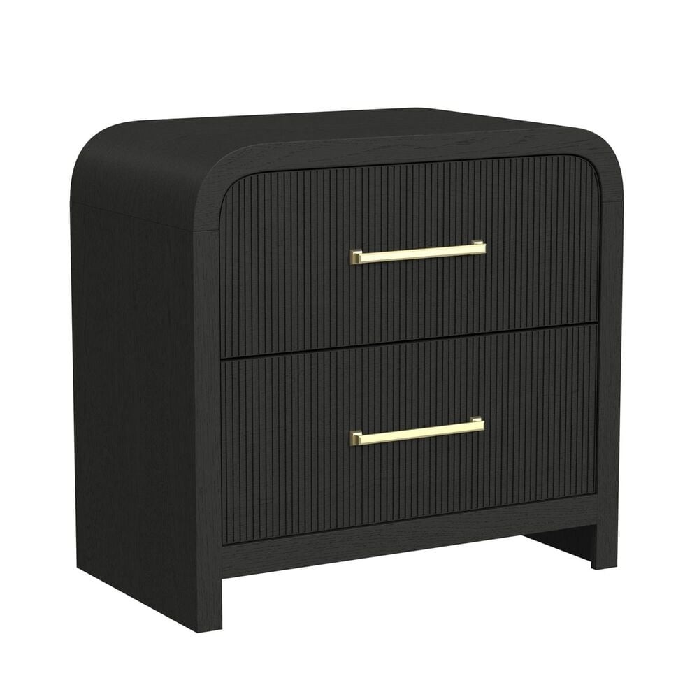 Mayberry Hill Ridgemont 2-Drawer Nightstand with USB in Black, , large