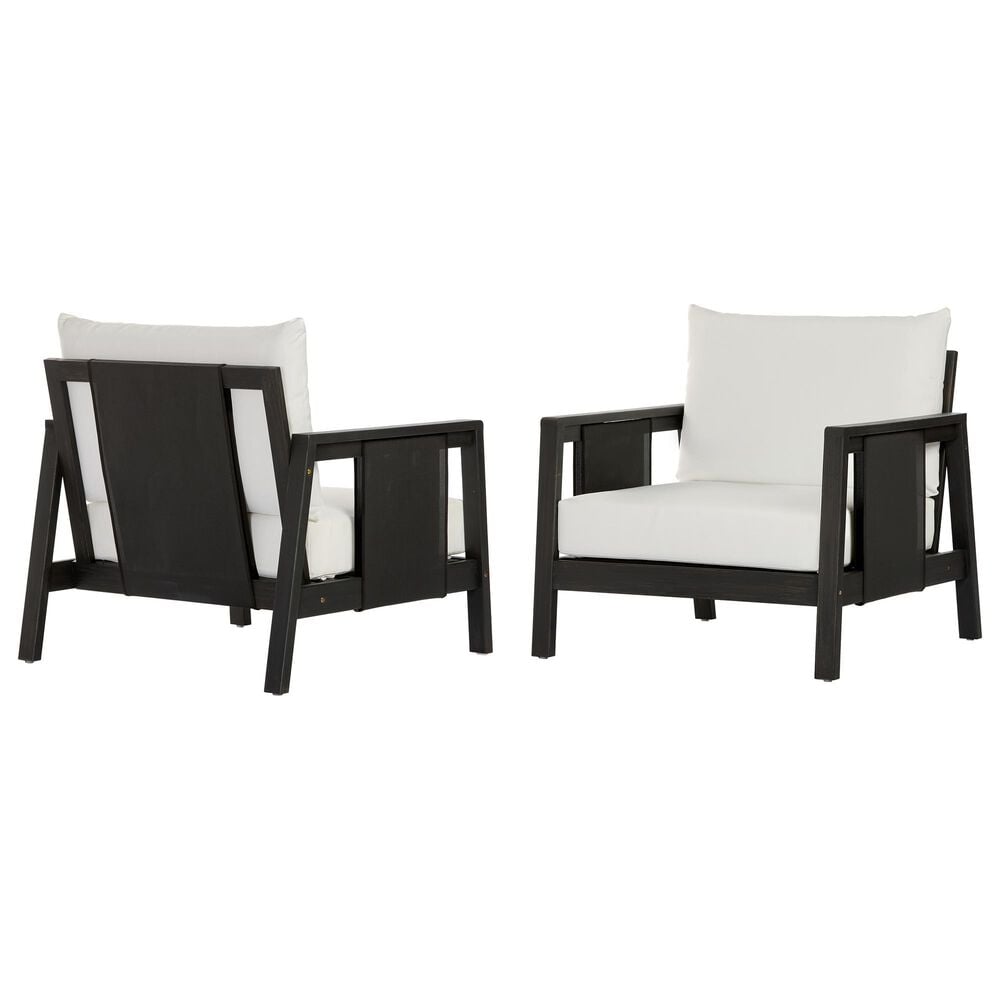 HOMLUX Outdoor Club Chair with Black Textilene Accents in White (Set of 2), , large