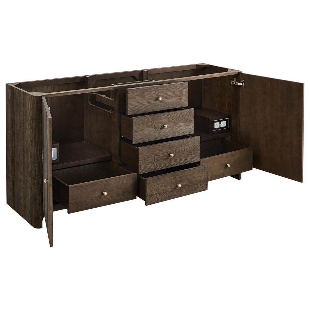 James Martin Vanities Gracyn 72" Double Bathroom Vanity in Sable with 3 cm Victorian Silver Quartz Top, Rectangular Sinks and FreePower Wireless Charger, , large
