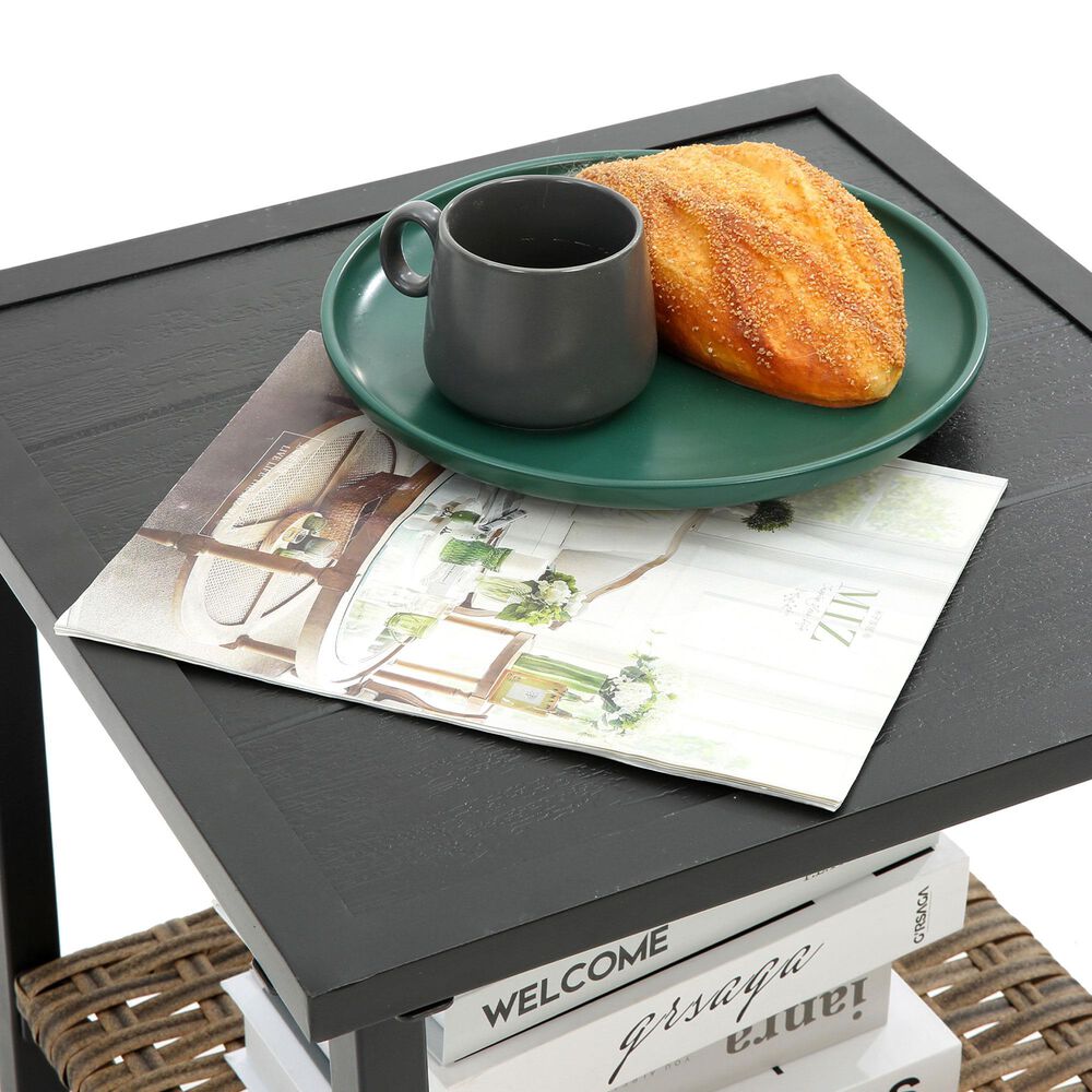 Hearth and Haven 3-Piece Patio Chat Set with Gray Cushion in Black, , large