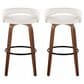 LumiSource Grotto Swivel Bar Stool with White Velvet Upholstery in Walnut Wood and Black (Set of 2), , large