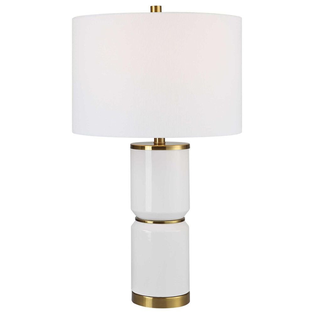 Uttermost Table Lamp in Gloss White and Antique Gold, , large