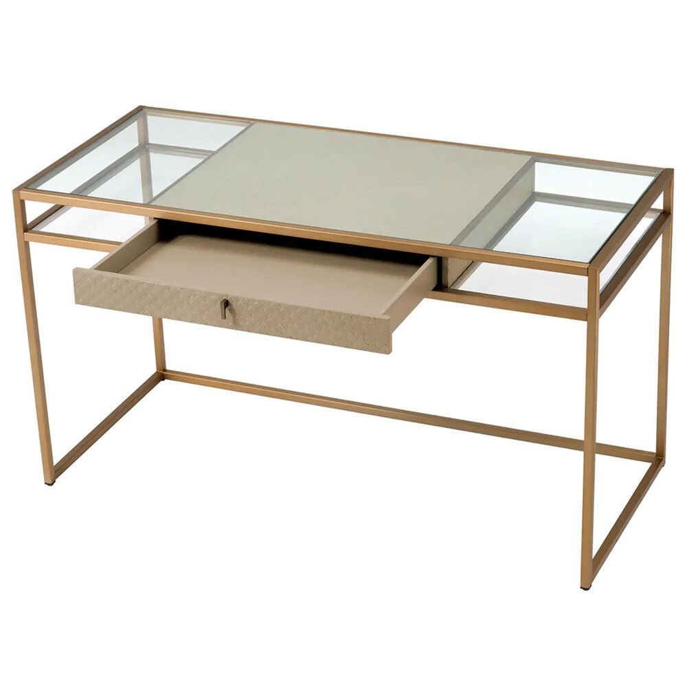 EICHHOLTZ Napa Valley Writing Desk in Brushed Brass and Clear, , large