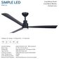 Minka-Aire Simple 52" Indoor/Outdoor Ceiling Fan with LED Light in Coal Black, , large