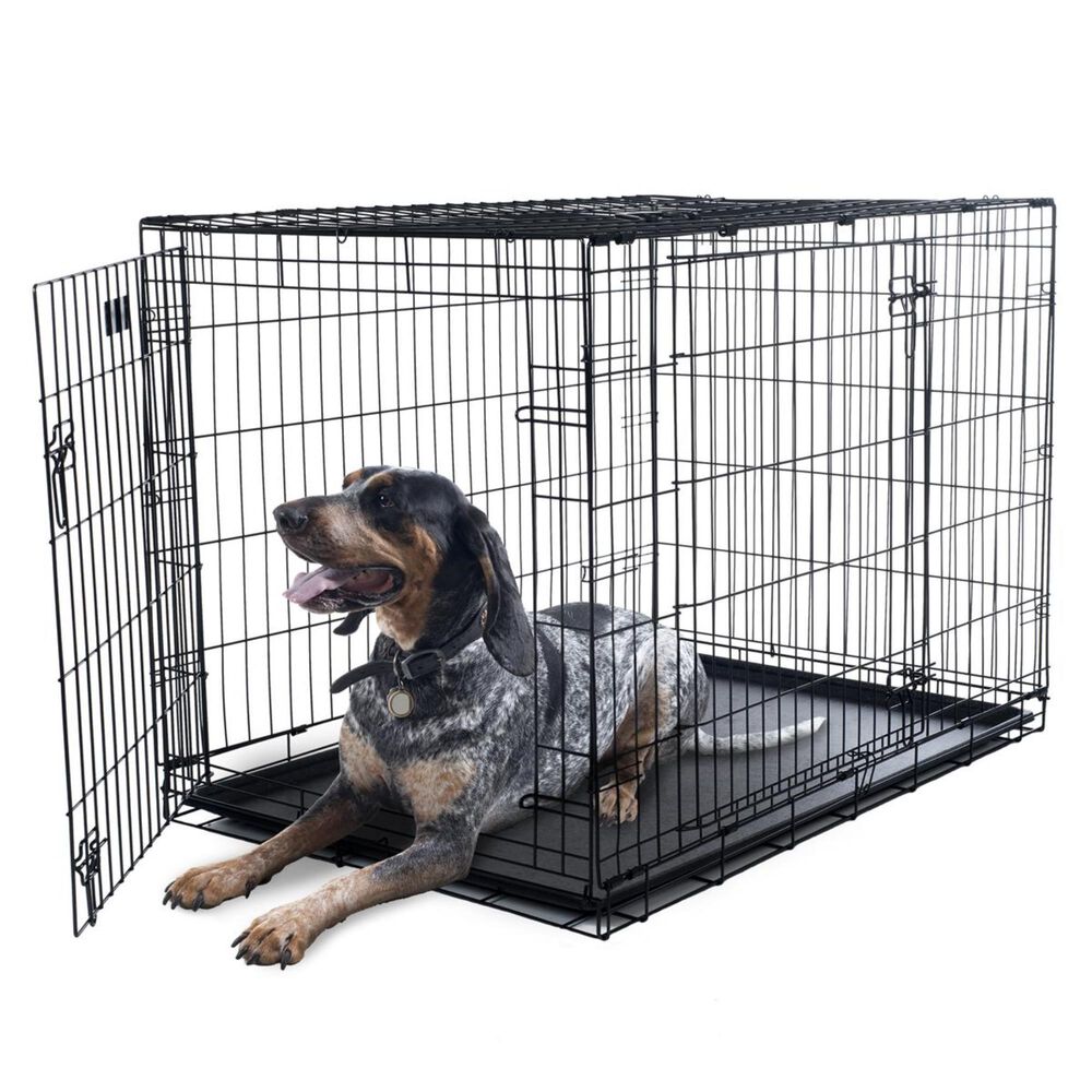 Timberlake Large 2-Door Foldable Dog Crate Cage in Black, , large