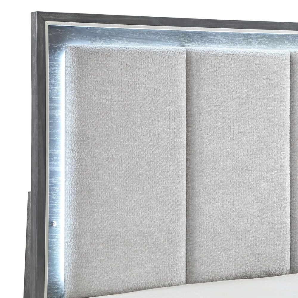 New Heritage Design Odessa King Upholstered Bed in Charcoal and Silver, , large