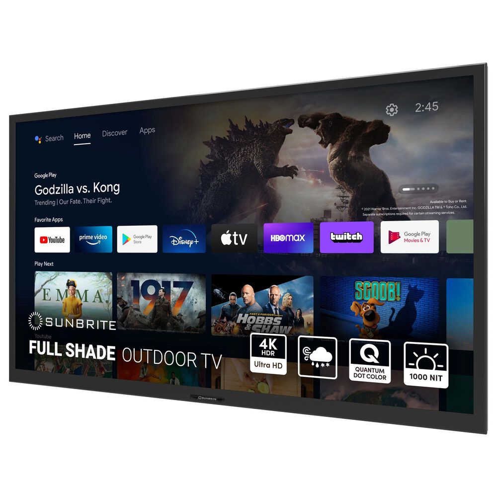 Sunbrite 55" Veranda 3 Series Outdoor Full Shade 4K UHD HDR - Smart TV in Black with Gray 55" Universal TV Dust Cover, , large
