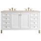 James Martin Vanities Chicago 60" Double Bathroom Vanity in Glossy White with 3 cm Eternal Marfil Quartz Top and Rectangular Sinks, , large