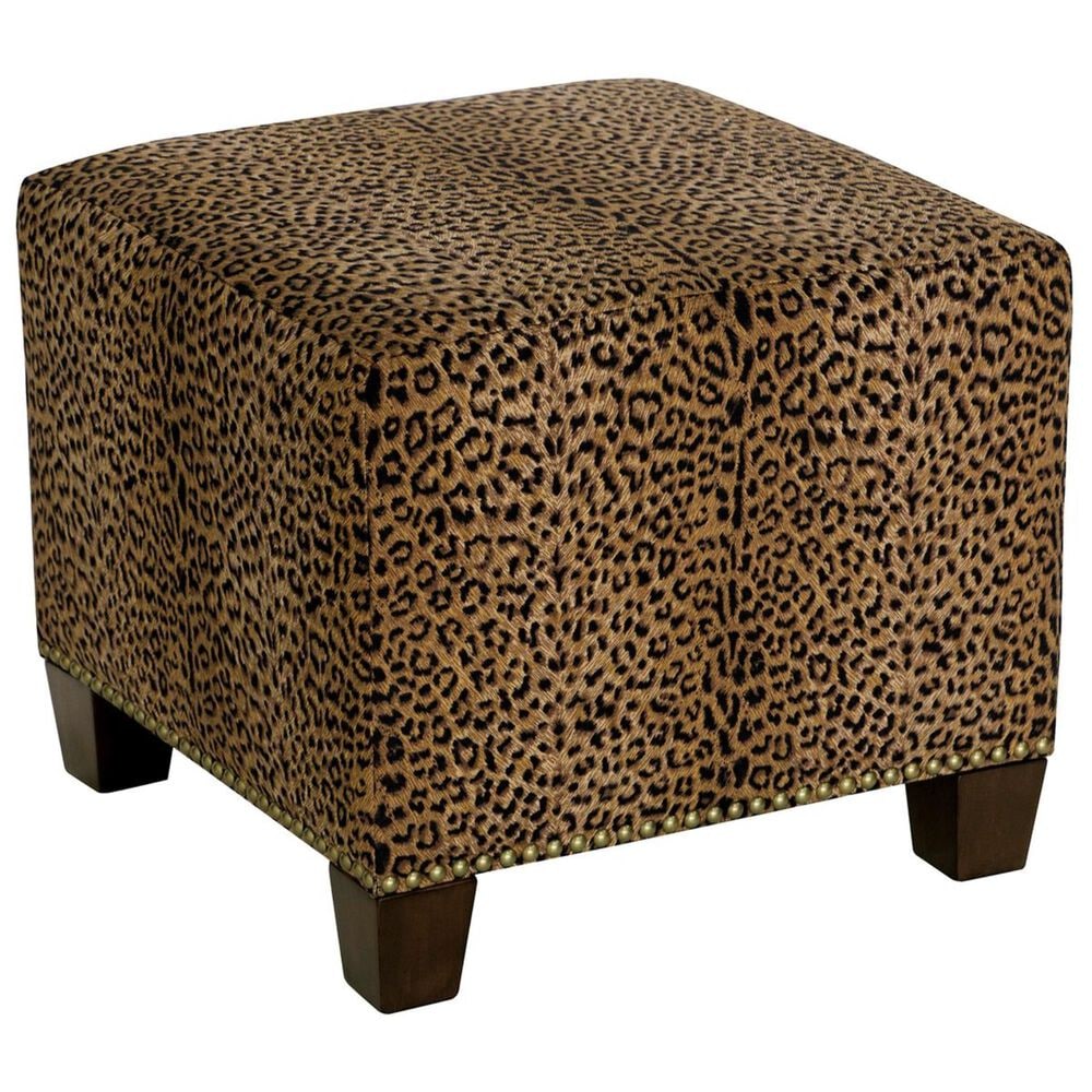 Skyline Furniture Square Nail Button Ottoman in Cheetah Earth, , large