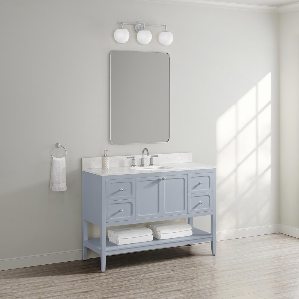 37B Ravello 48" Single Bathroom Vanity Cabinet in Soft Blue with Marble Top and Backsplash, , large
