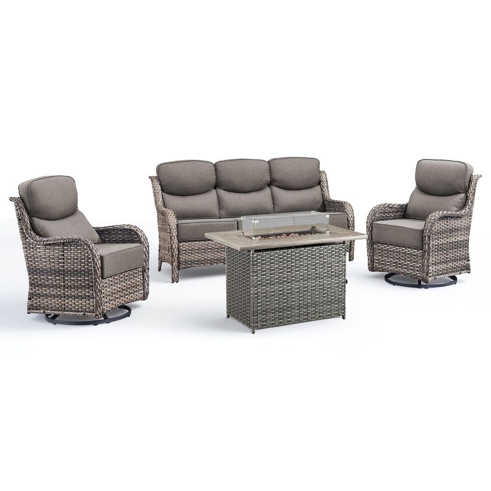 Sunwell Garden 4-Piece Firepit Set in Gray, , large