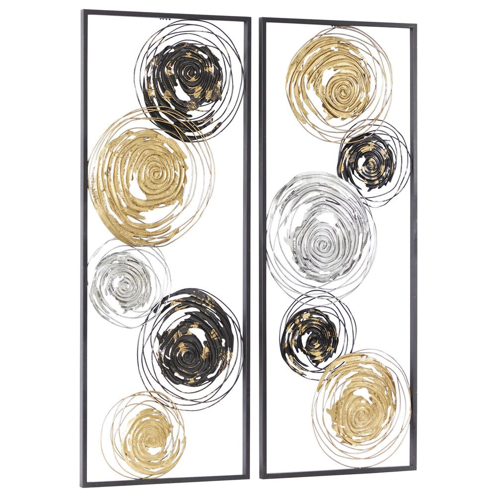 Maple and Jade 36&quot; x 14&quot; Contemporary Metal Wall Decor in Black and Gold &#40;Set of 2&#41;, , large