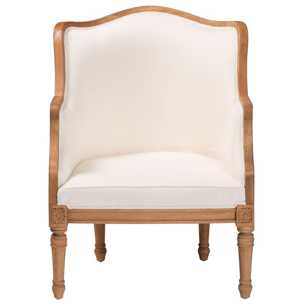 Baxton Studio Elizette Accent Chair with Honey Oak Frame in Beige, , large