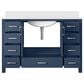 Lexora Home Jacques 48" Single Bathroom Vanity in Navy Blue with 2 cm White Cultured Marble Top and Rectangular Sink, , large