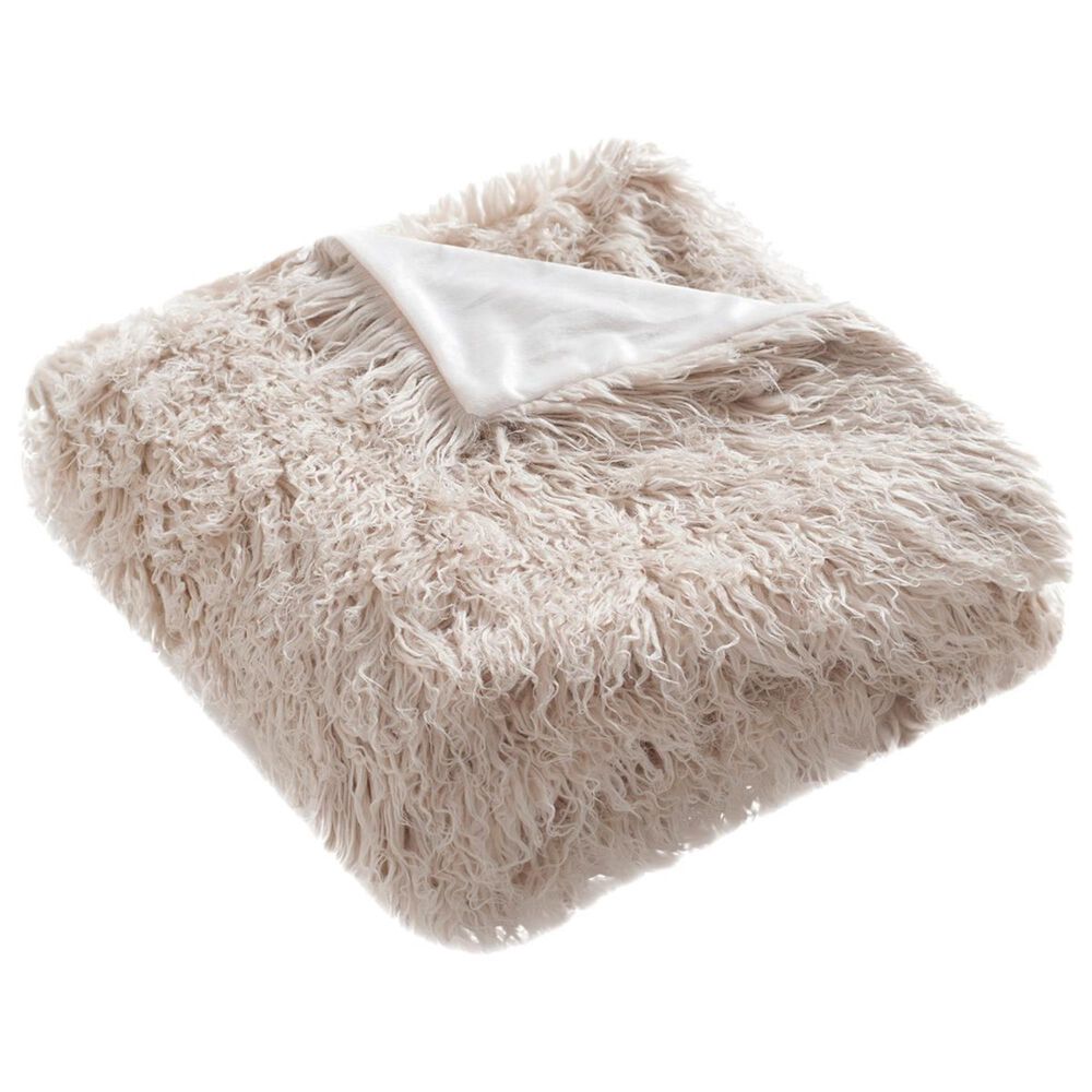 Safavieh Faux Sheepskin Throw in Taupe, , large