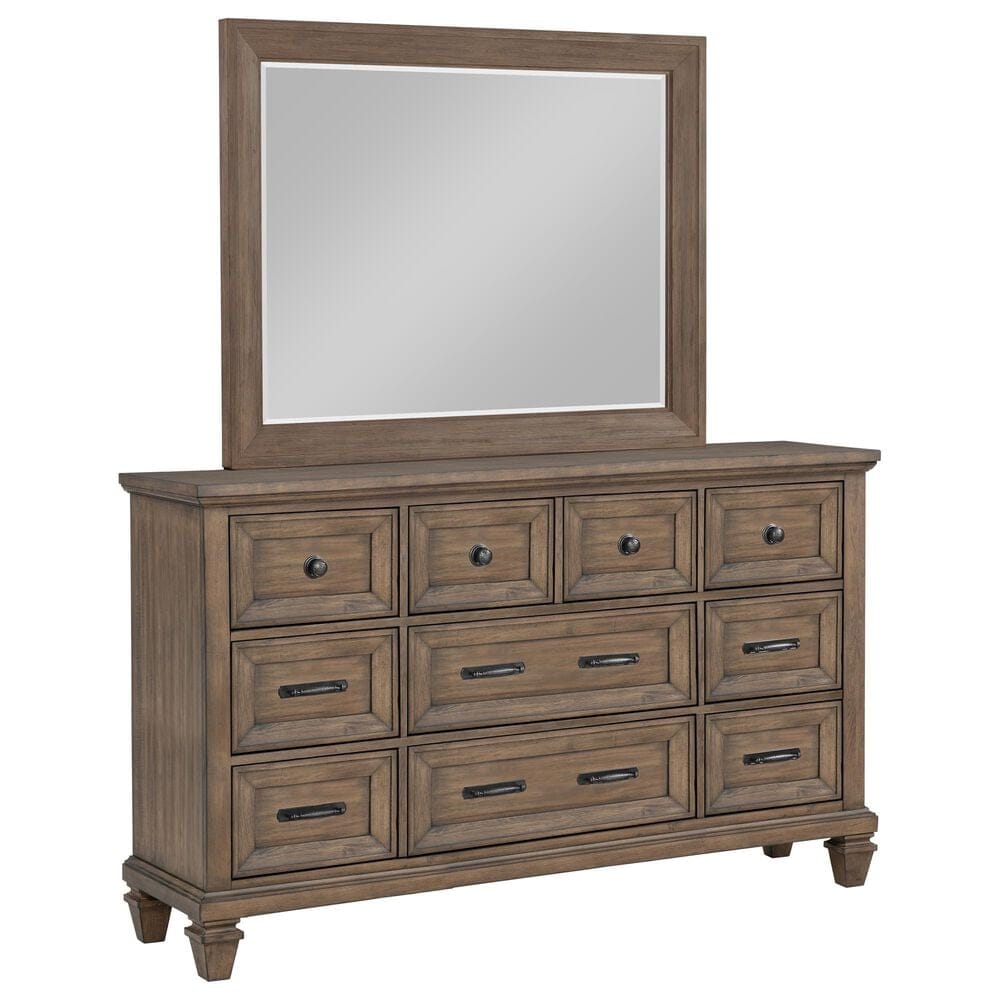 New Heritage Mariana 5 Piece Queen Bedroom Set in Vintage Mocha with Panel Bed, Dresser, Mirror, Nightstand and Chest, , large
