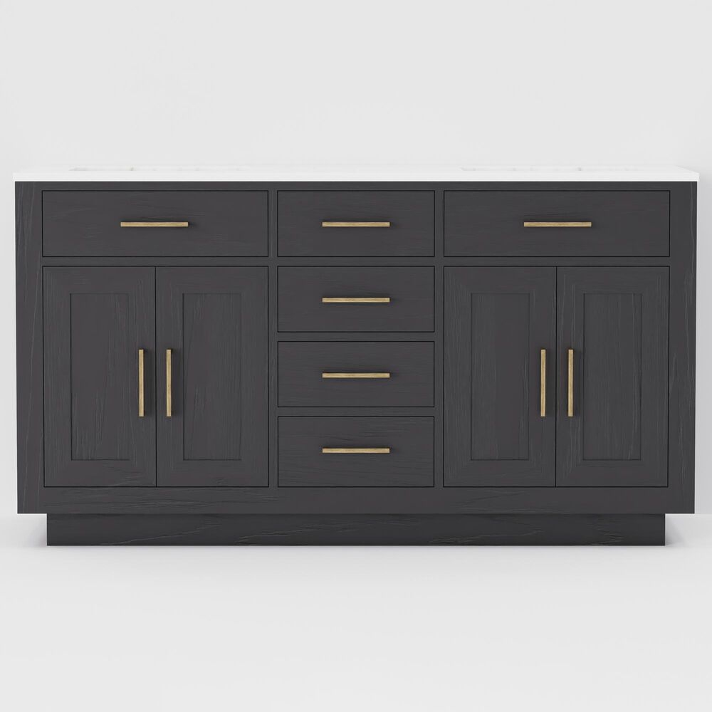 Lexora Home Abbey 60&quot; Double Bathroom Vanity in Black Oak with 2 cm White Carrara Marble Top and Rectangular Sinks, , large
