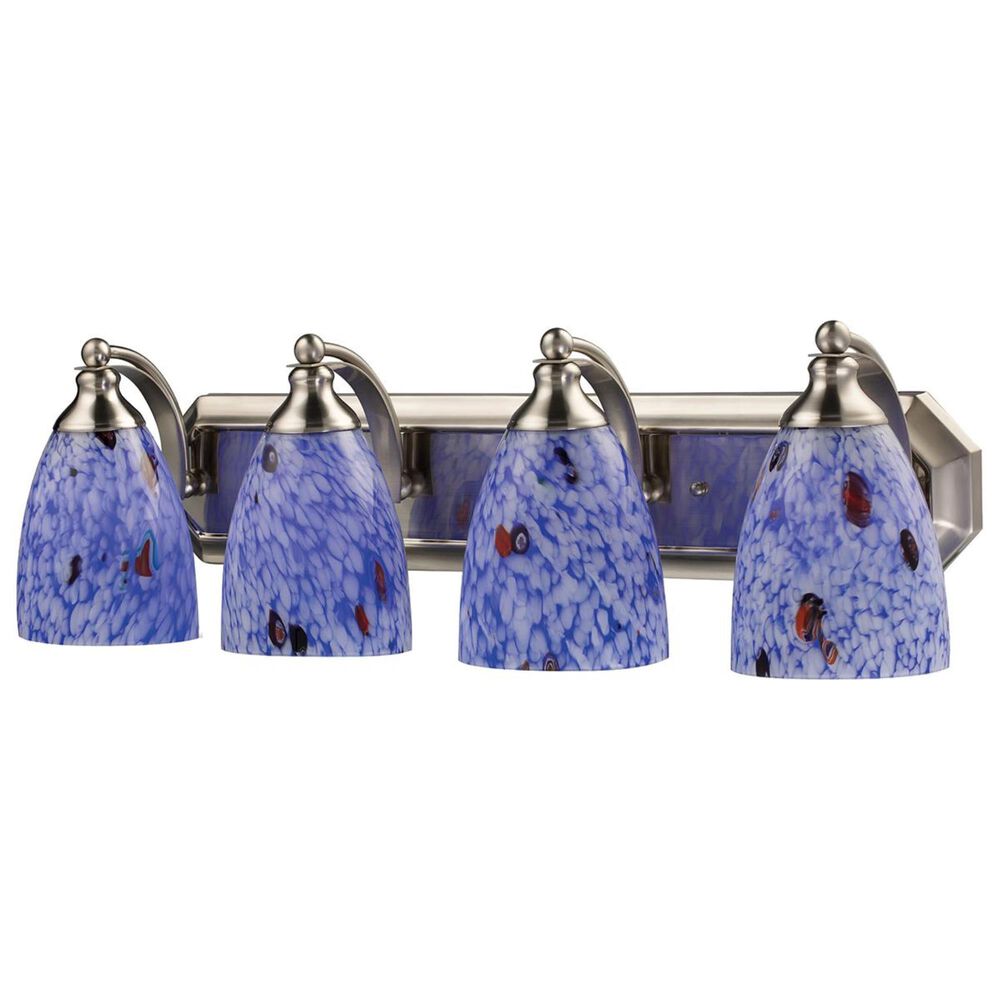 Stein World Bath And Spa 4-Light Vanity In Satin Nickel And Starburst Blue Glass, , large