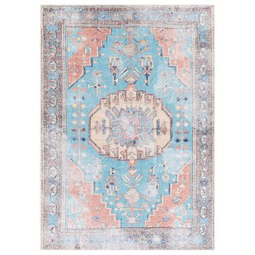 Surya Amelie AML-2318 5"3" x 7"3" Aqua, Charcoal, Gray, Camel, Saffron, Orange and Taupe Area Rug, , large