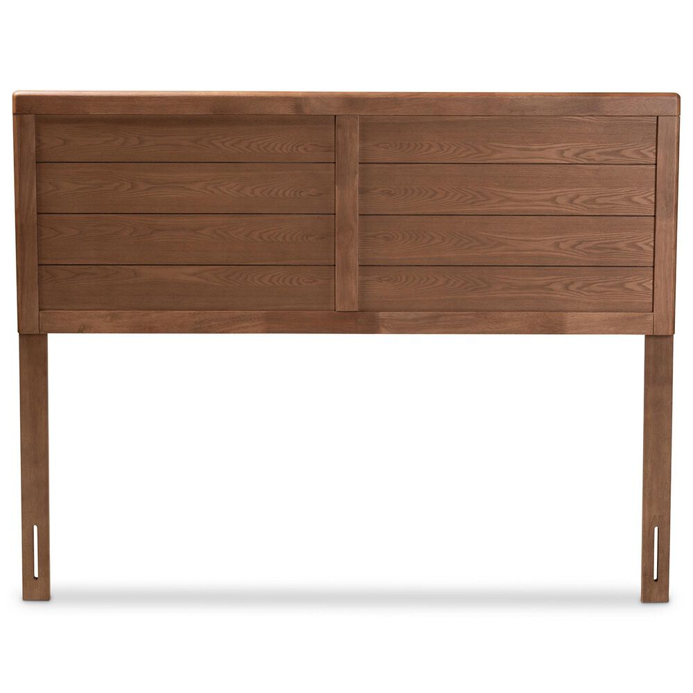 Baxton Studio Seren King Panel Headboard in Walnut Brown, , large