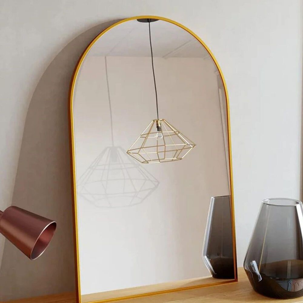 HOMLUX 24" x 36" Arched Mantle Mirror in Gold, , large