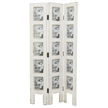 Maple and Jade Farmhouse Room Divider Screen in Distressed White, , large