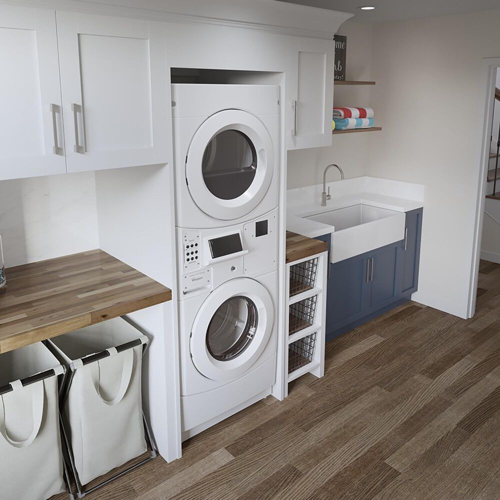 Whirlpool 27&quot; Commercial Gas Stack Washer/Dryer in White, , large