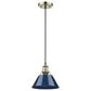 Golden Lighting Orwell 1-Light Small Pendant with Matte Navy Shade in Aged Brass, , large