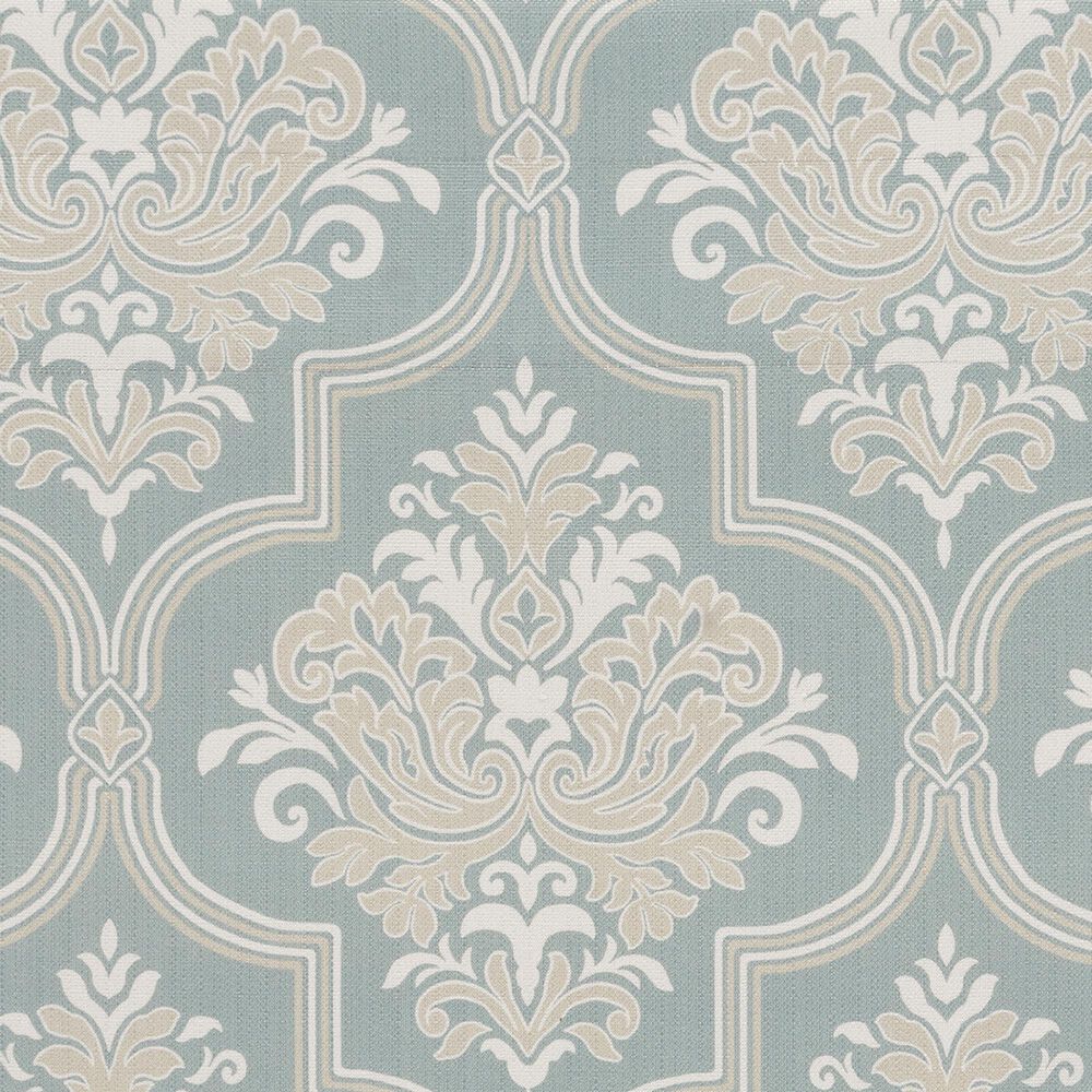 J. Queen New York Tranquility 40&quot; x 21&quot; Window Ascot Valance in Aqua, Cream and Gold, , large