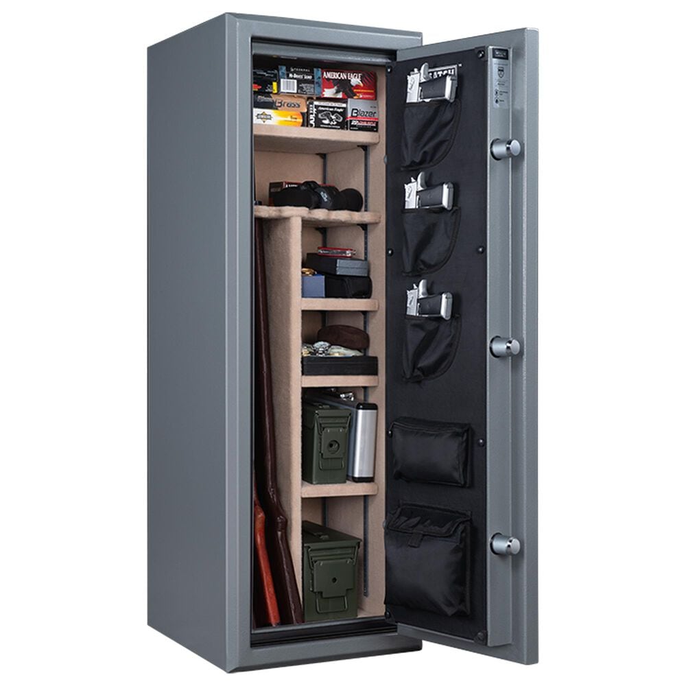 Wasatch 18-Gun Fireproof and Waterproof Safe with Electronic Lock in Pebble Gray, , large