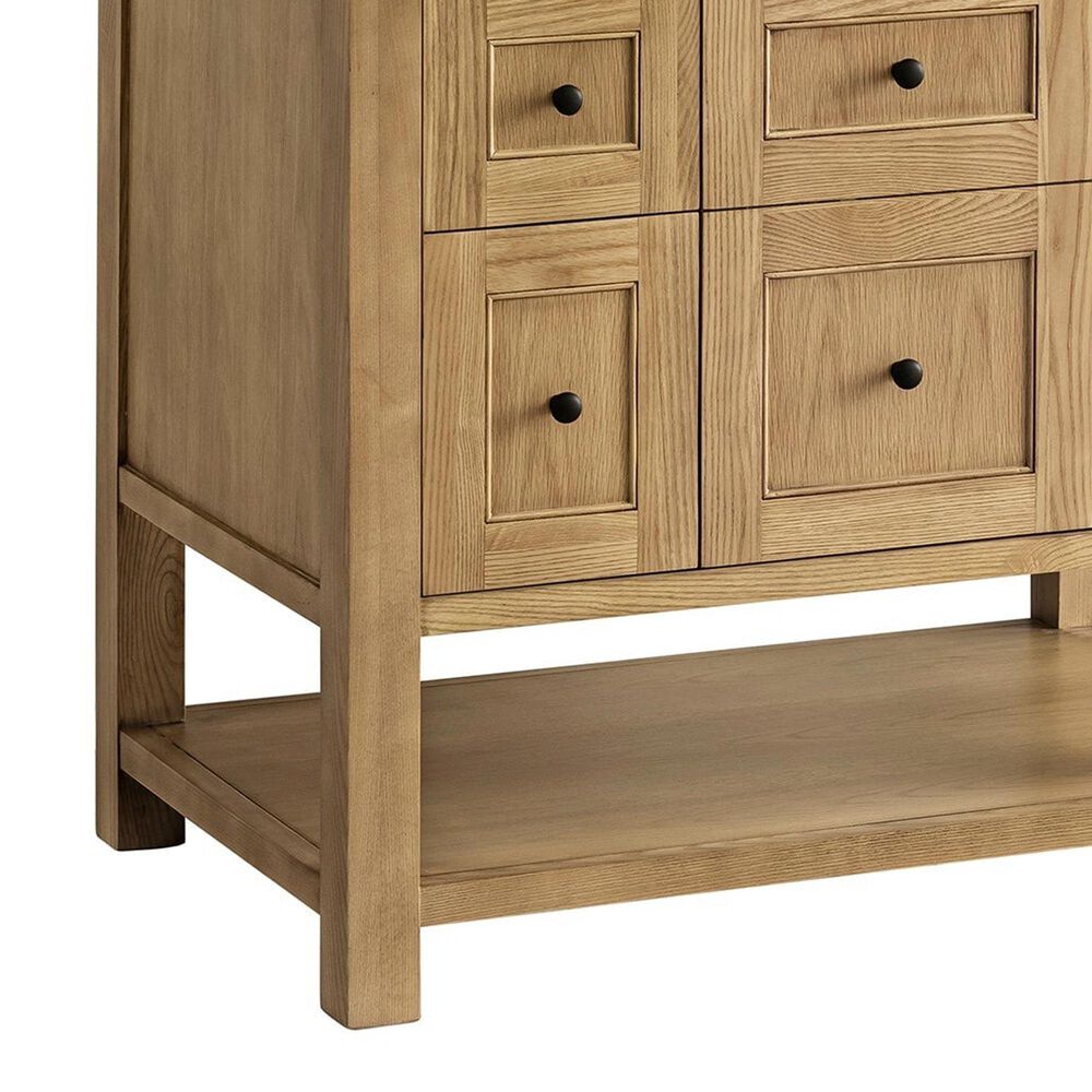 James Martin Vanities Breckenridge 36&quot; Single Bathroom Vanity in Light Natural Oak with Single Hole 3 cm White Zeus Quartz Top and Rectangular Sink, , large