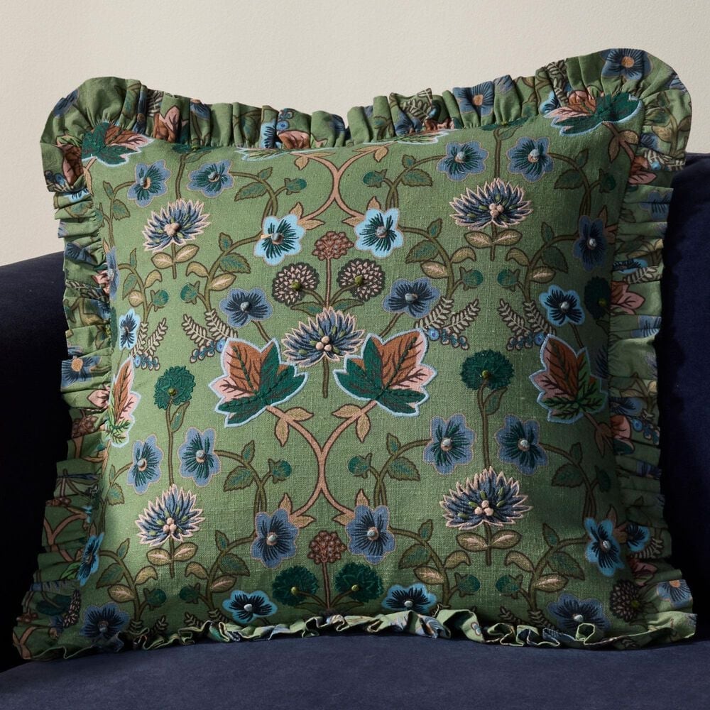 Loloi Maple 18" Square Throw Pillow in Green and Multicolor, , large