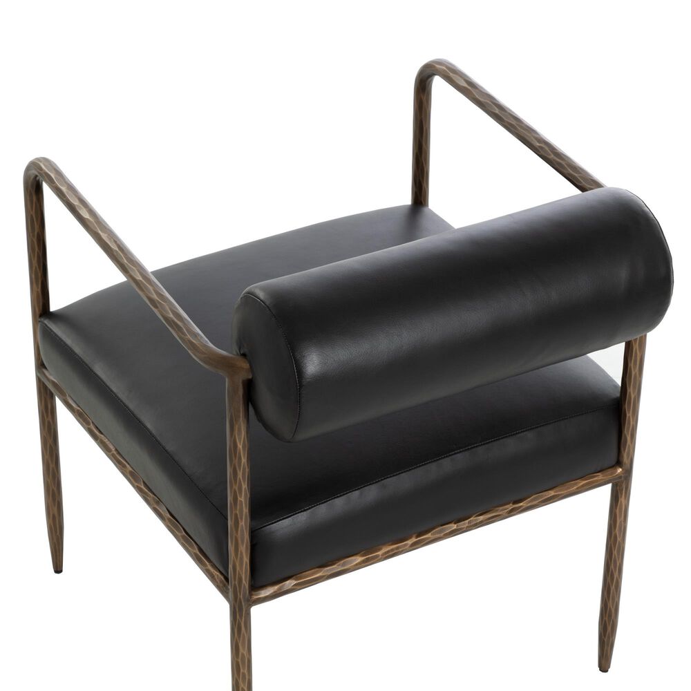 Club Collection By Sunpan Ajani Arm Chair with Charcoal Black Cushion in Antique Brass, , large