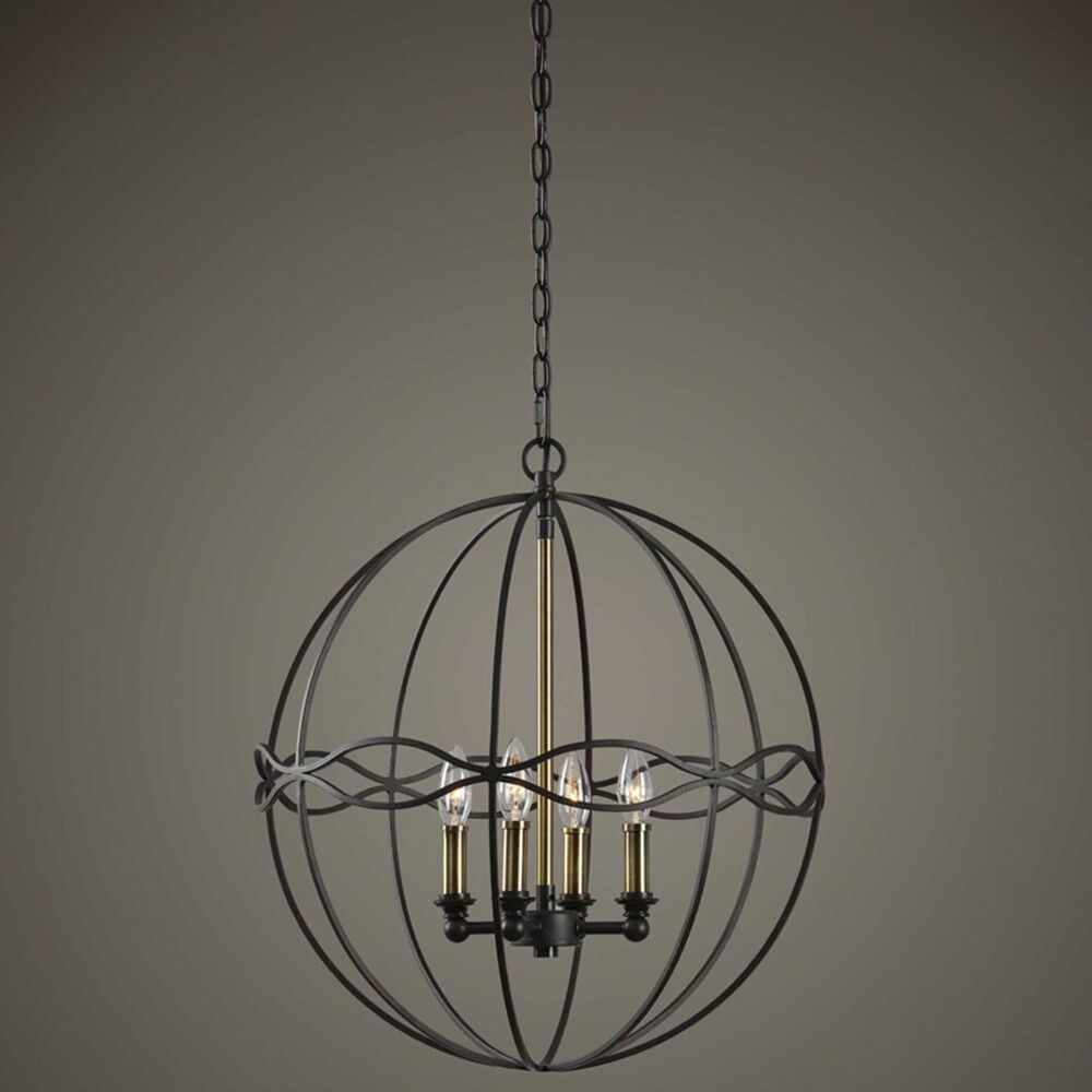 Uttermost Onduler 4 Light Pendant in Dark Bronze/Antique Brass, , large