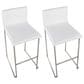Lumisource Mara Barstool with White Cushion in Stainless Steel (Set of 2), , large