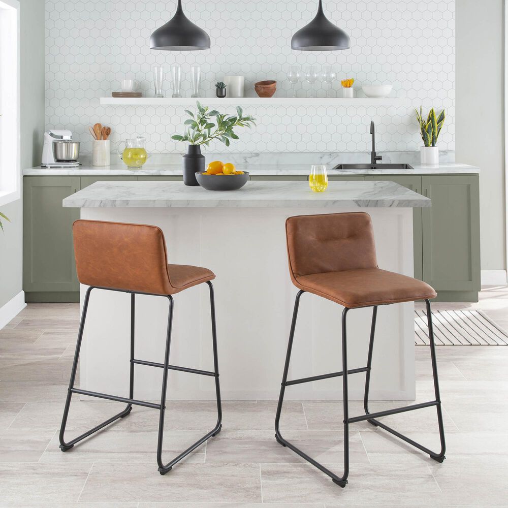 Lumisource Casper Counter Stool in Camel/Black &#40;Set of 2&#41;, , large