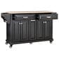 HOMLUX Kitchen Island with Rubber wood Countertop in Black, , large
