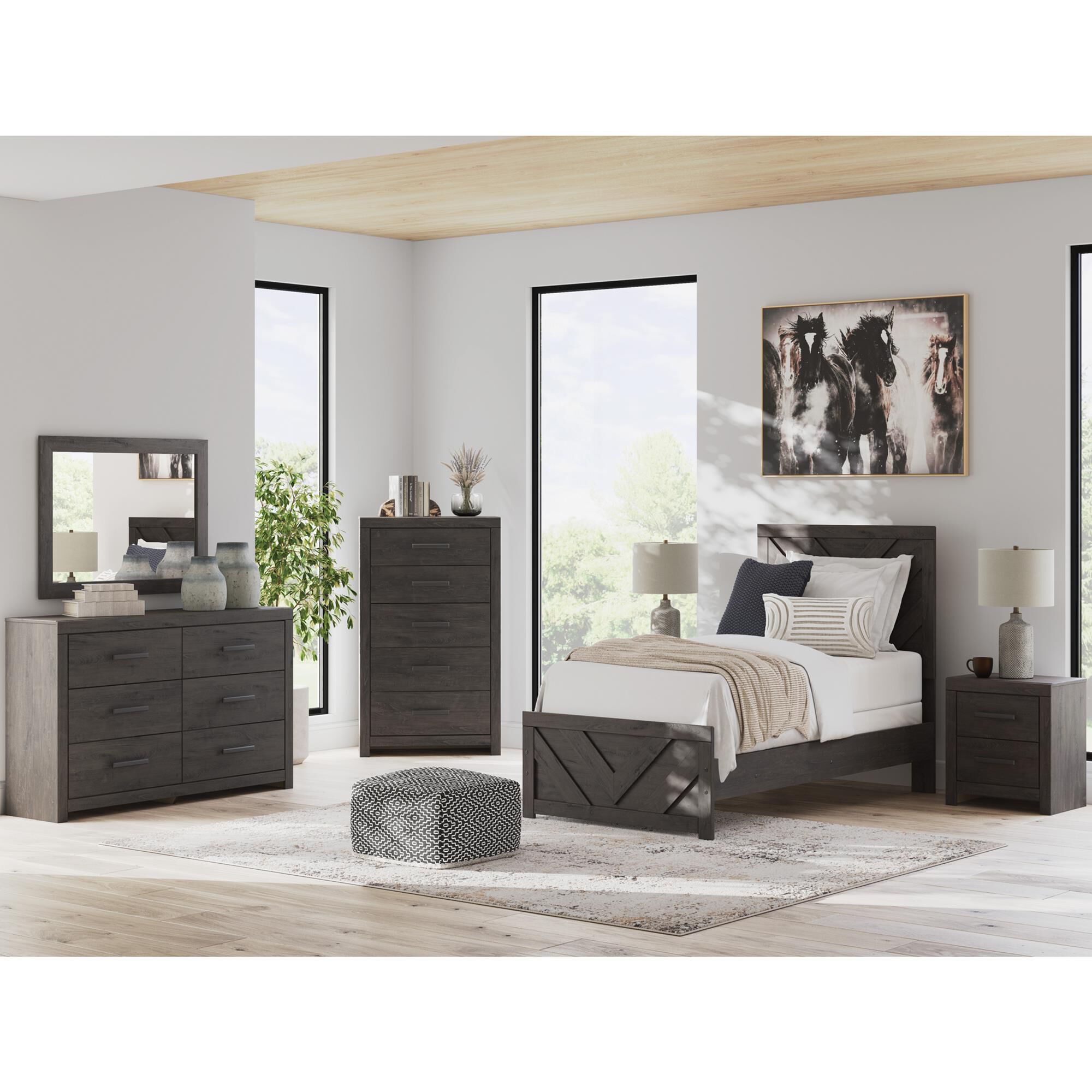 Ashley Prendonea 4-Piece Twin Bedroom Set in Dark Charcoal