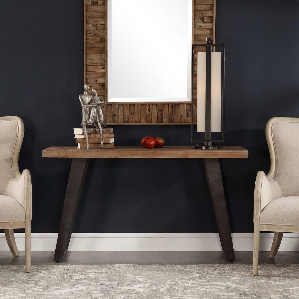 Uttermost Freddy Console Table in Weathered Oak and Black, , large